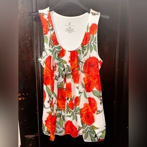 Floral White Tank Top Sz M